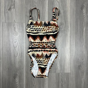 Vintage Baja Blue Neutral Printed One Piece Underwire Swimsuit‎
